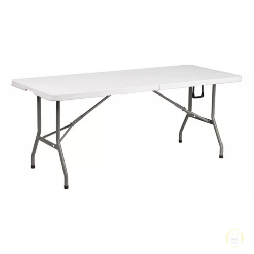 Mesa Plegable Tipo Portafolio 1.80m Blanca Sencilla